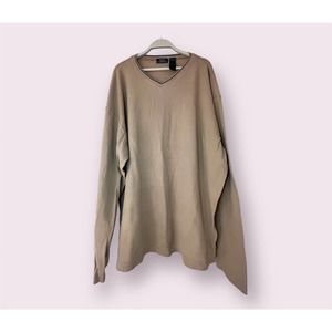 Vintage Crazy Horse Men's Sweater with black Striping on V-Neckline